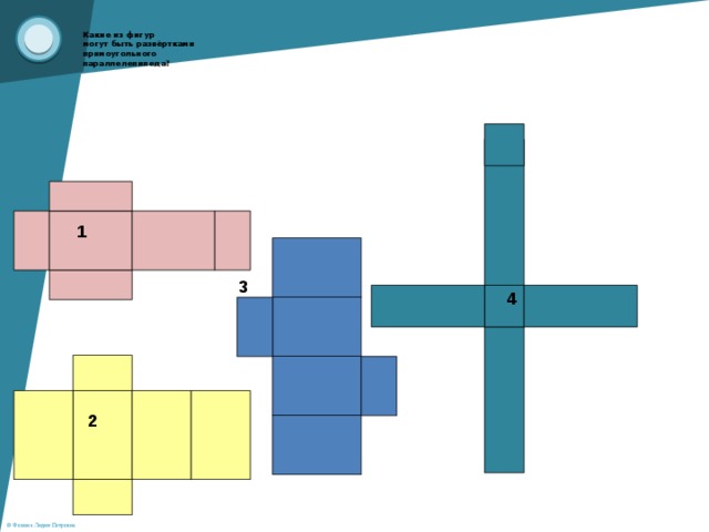 Какие из фигур могут быть развёртками прямоугольного параллелепипеда? 1 3 4 2 