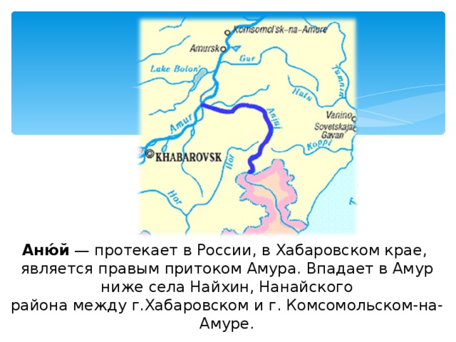 Аню́й  — протекает в России, в Хабаровском крае, является правым притоком Амура. Впадает в Амур ниже села Найхин, Нанайского района между г.Хабаровском и г. Комсомольском-на-Амуре. 