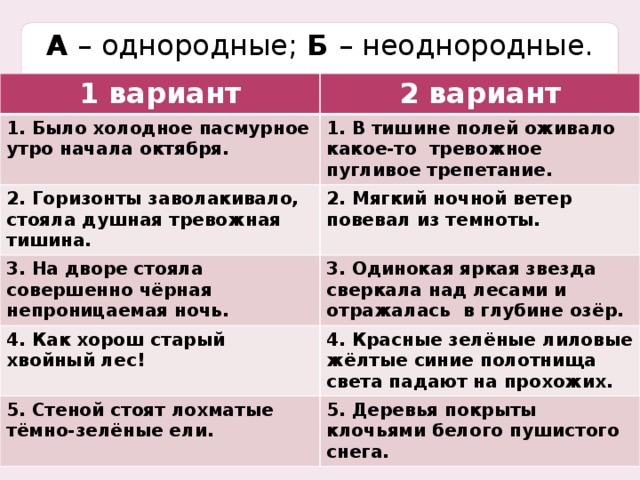 Презентация однородные и неоднородные определения 11 класс