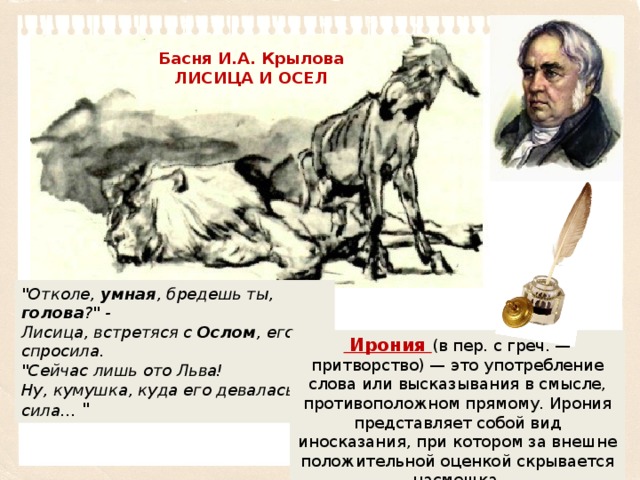 Басня И.А. Крылова ЛИСИЦА И ОСЕЛ 