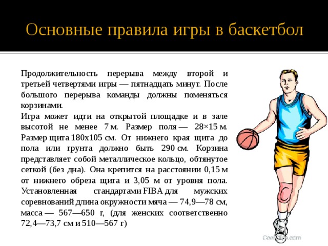 Правила игры в 15. Основные правила игры в баскетбол. Длительность периода в баскетболе.