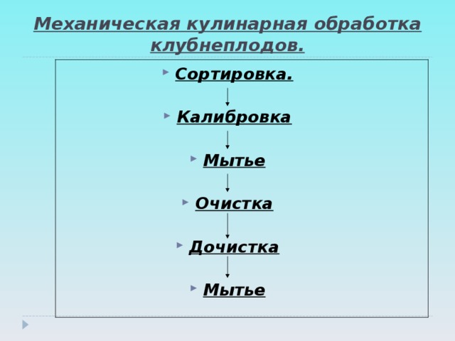 Процесс обработки клубнеплодов