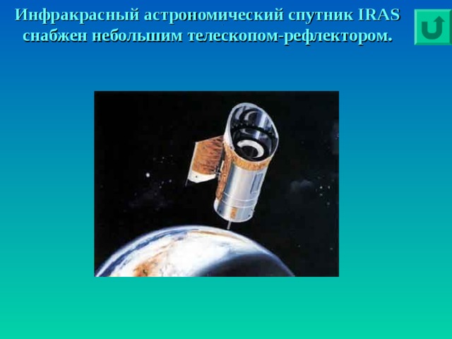 Инфракрасный астрономический спутник IRAS снабжен небольшим телескопом-рефлектором. .  
