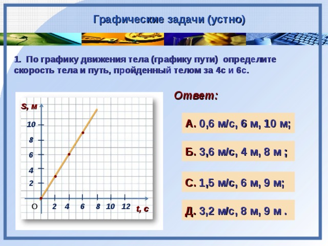 По графику определите путь пройденное за время