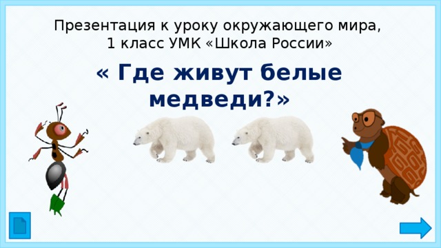 Окружающий мир 1 класс где живут белые медведи презентация школа россии