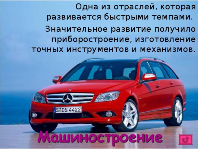   Одна из отраслей, которая развивается быстрыми темпами.   Значительное развитие получило приборостроение, изготовление точных инструментов и механизмов. 