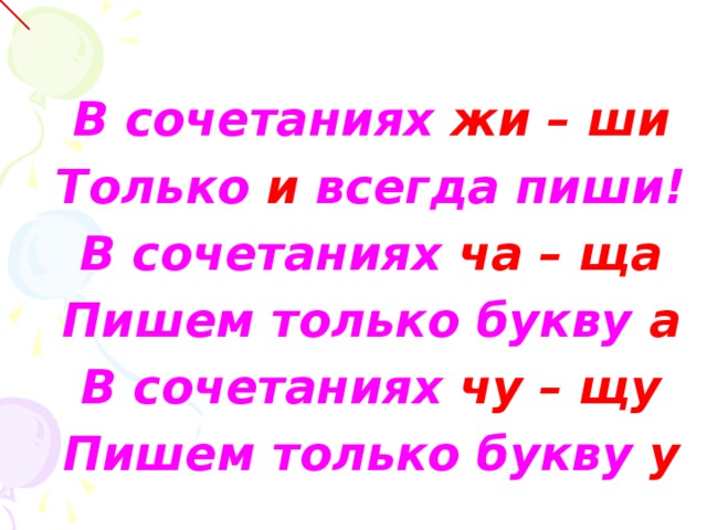 Презентация правописание гласных после шипящих в сочетаниях жи ши ча ща чу щу 1 класс