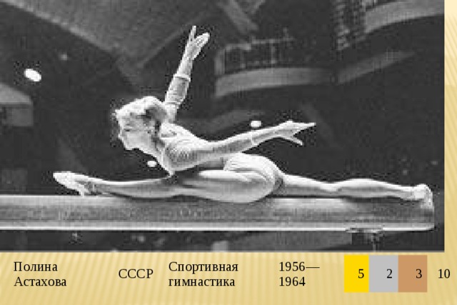 Полина Астахова СССР Спортивная гимнастика 1956—1964 5 2 3 10 