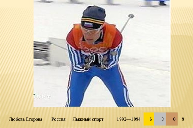 Любовь Егорова Россия Лыжный спорт 1992—1994 6 3 0 9 