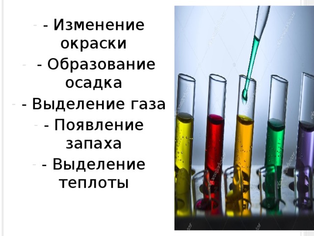 Выделение осадка. Образование осадка. Выделение газа. Образование окрашенного осадка. Образование осадка и выделение газа одновременно.