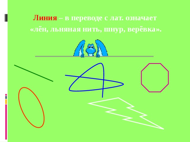 Линия – в переводе с лат. означает «лён, льняная нить, шнур, верёвка». 