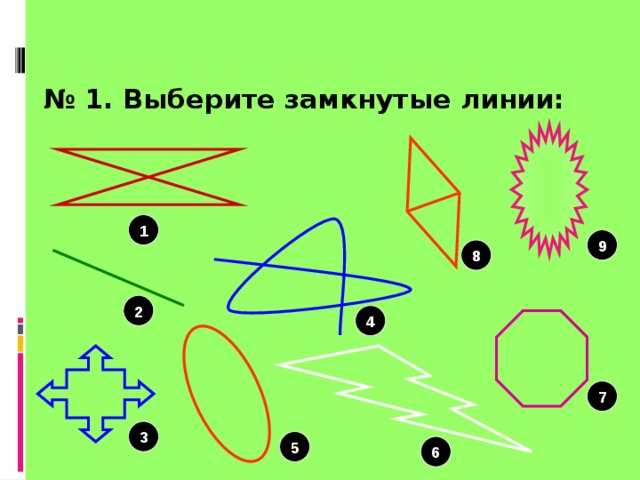 № 1. Выберите замкнутые линии: 1 9 8 2 4 7 3 5 6 
