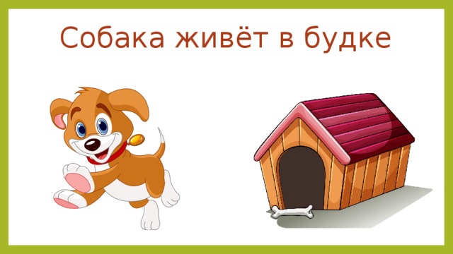 Где живет собака. Собака живет в конуре. Карточки собака и конура. Собачка в будке для детей. Собака в будке рисунок.