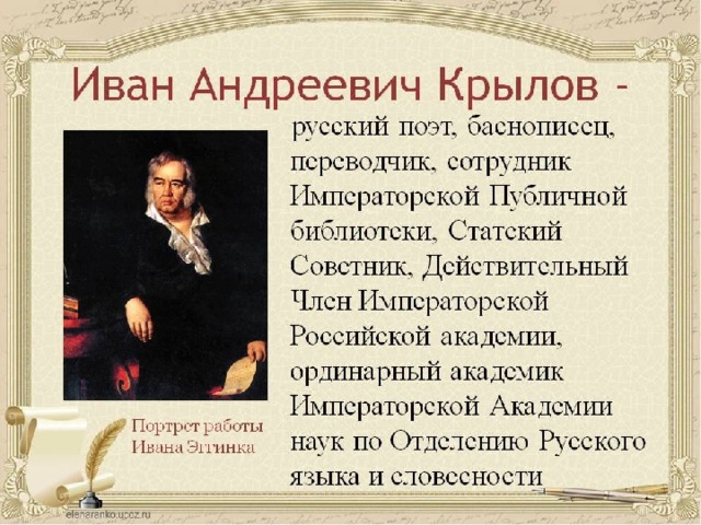 Биография Иван Андреевич Крылов: достижения, интересные факты, вклад в литературу