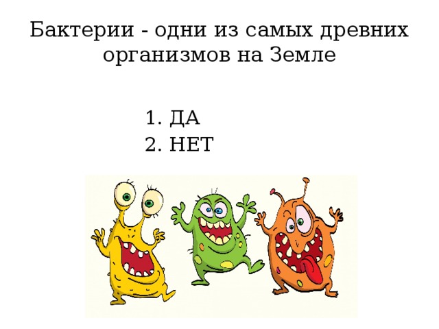 Бактерии - одни из самых древних организмов на Земле ДА НЕТ 
