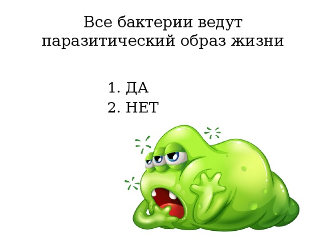 Все бактерии ведут паразитический образ жизни ДА НЕТ 