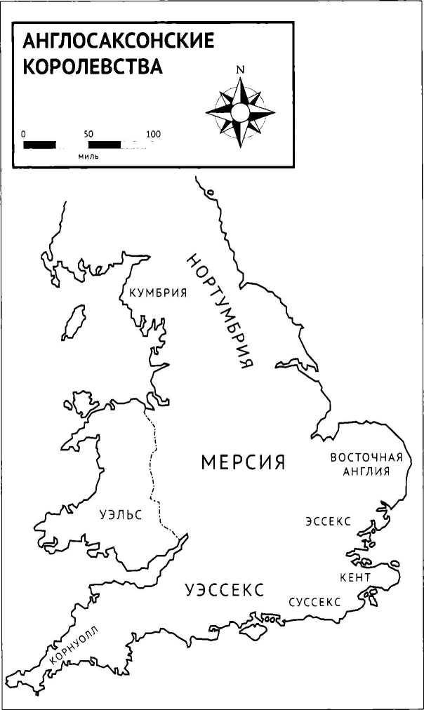 Англосаксонские королевства в британии карта