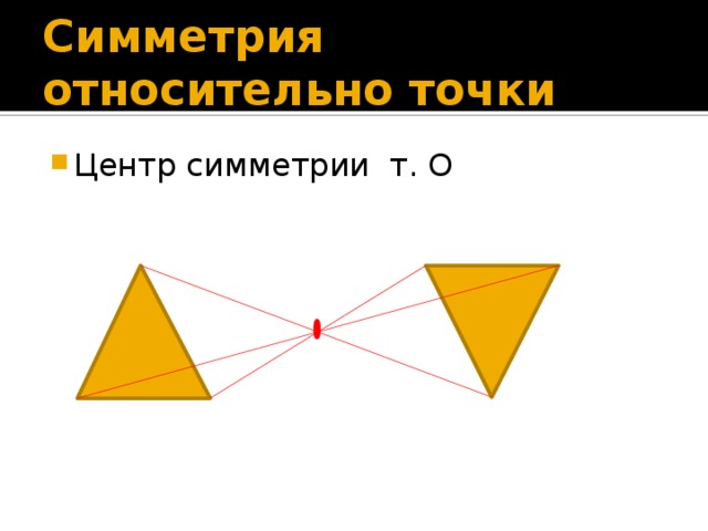 Симметрия относительно точки Центр симметрии т. О 