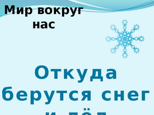 Мир вокруг нас Откуда берутся снег и лёд 