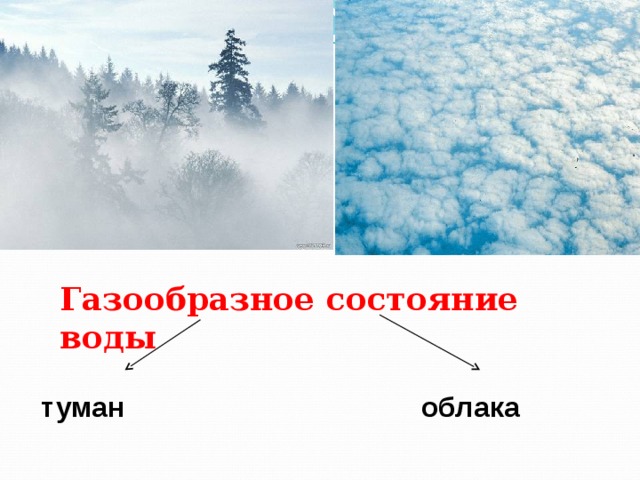 Газообразное состояние воды туман облака 