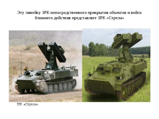 Эту линейку ЗРК непосредственного прикрытия объектов и войск ближнего действия представляет ЗРК «Стрела» 