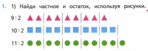 Выполни деление используя рисунки