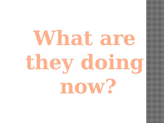 What are they doing  now? 