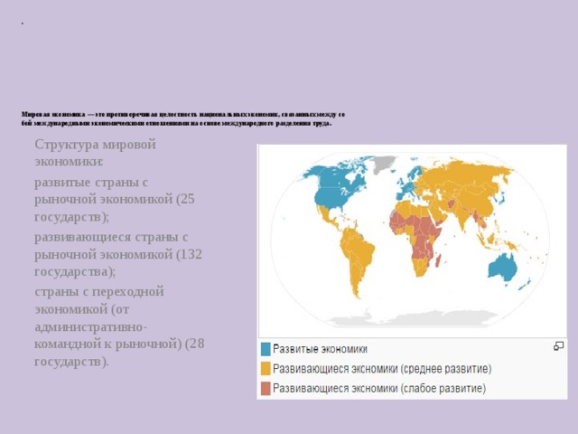 Структура мировой экономики презентация
