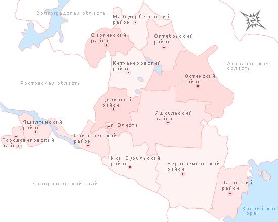 Карта калмыкии подробная с границами