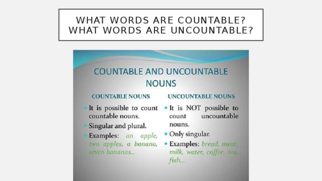 What words are countable? What words are uncountable? 