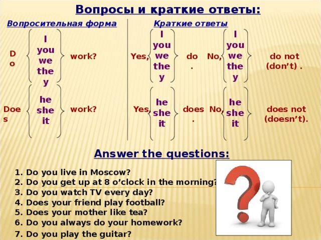 Краткие вопросы