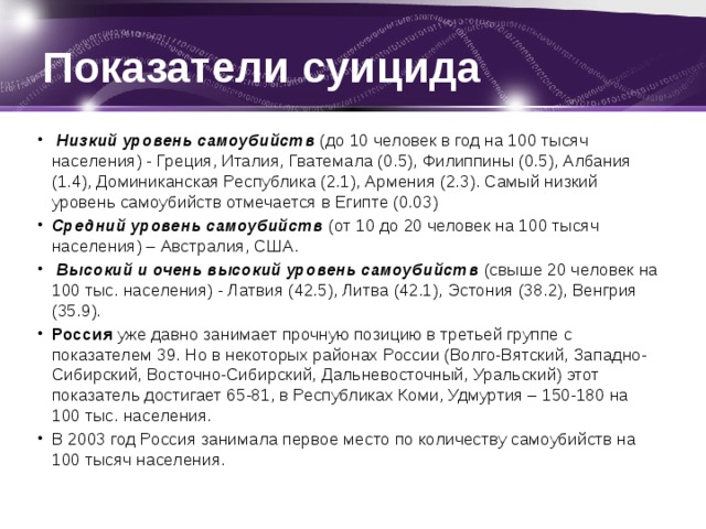 Суициды в россии примеры