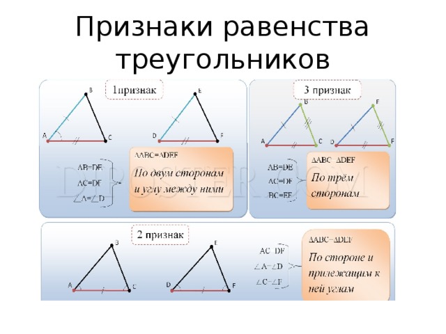 Верное равенство треугольников. Три признака равенства треугольников 7 класс. Геометрия 3 признака равенства треугольников. Второй признак равенства треугольников формула. Равенство треугольников по трем углам.