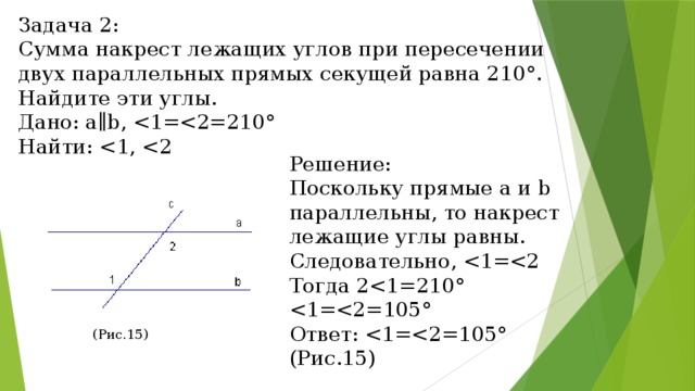 Сумма накрест лежащих углов при пересечении