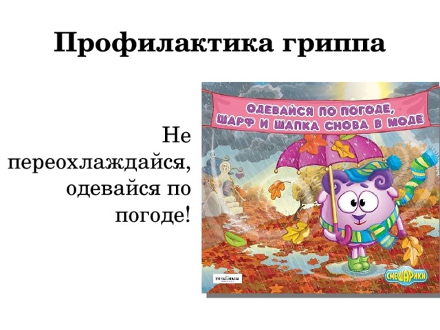 Профилактика гриппа Не переохлаждайся, одевайся по погоде! 