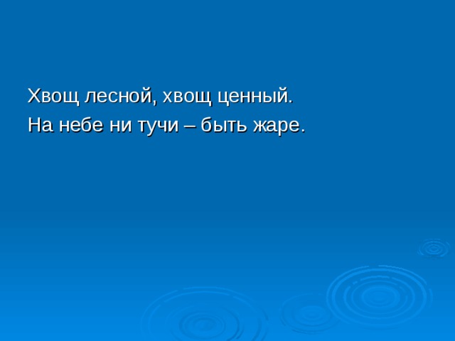 Хвощ лесной, хвощ ценный. На небе ни тучи – быть жаре. 