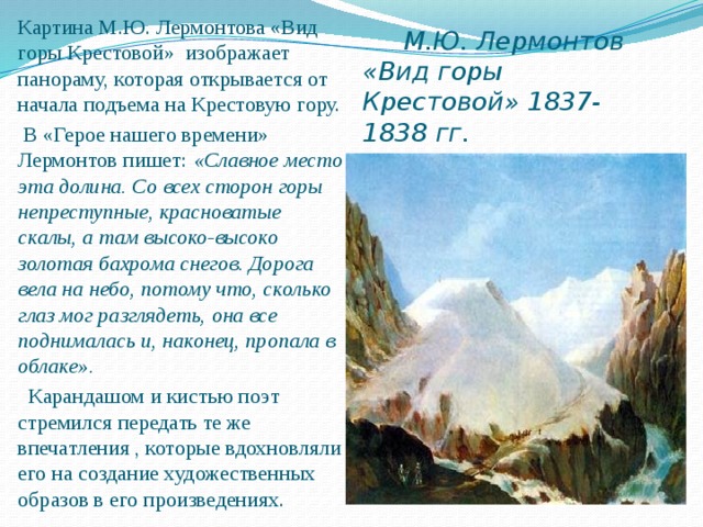 Описание картины тифлис лермонтов 4 класс