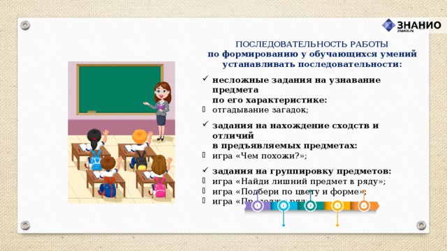 ПОСЛЕДОВАТЕЛЬНОСТЬ РАБОТЫ  по формированию у обучающихся умений устанавливать последовательности: