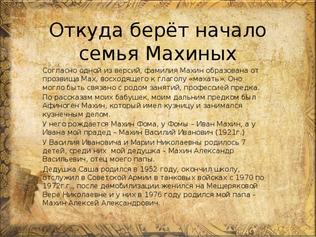 Начать фамилия