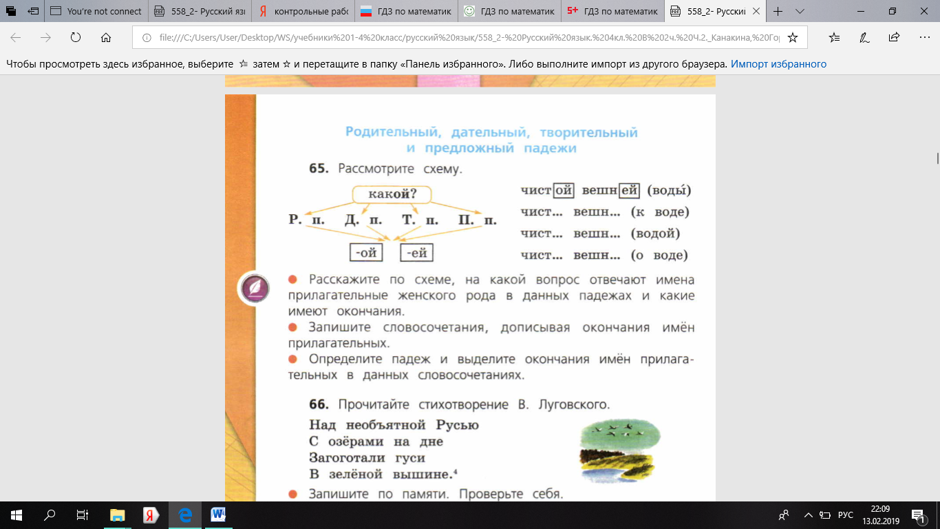 Склонение имён прилагательных единственного числа