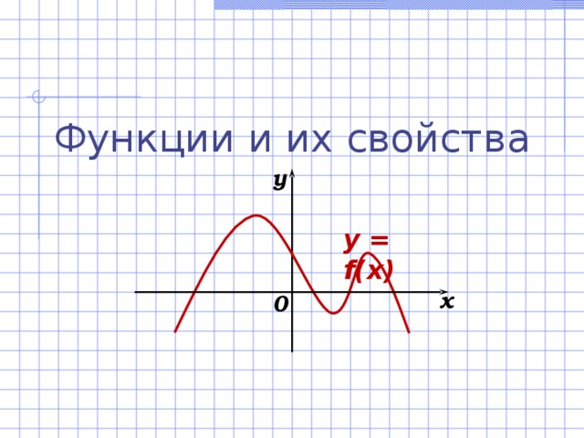 Функции и их свойства y y = f( x ) x 0 