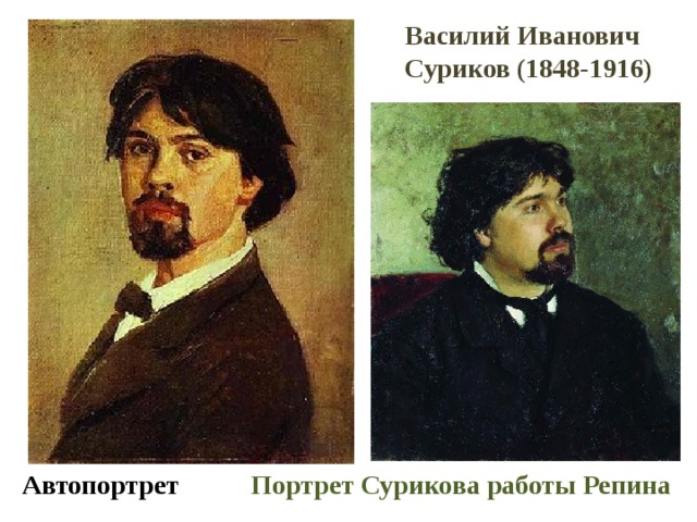 Василий Иванович Суриков (1848-1916) Автопортрет Портрет Сурикова работы Репина 