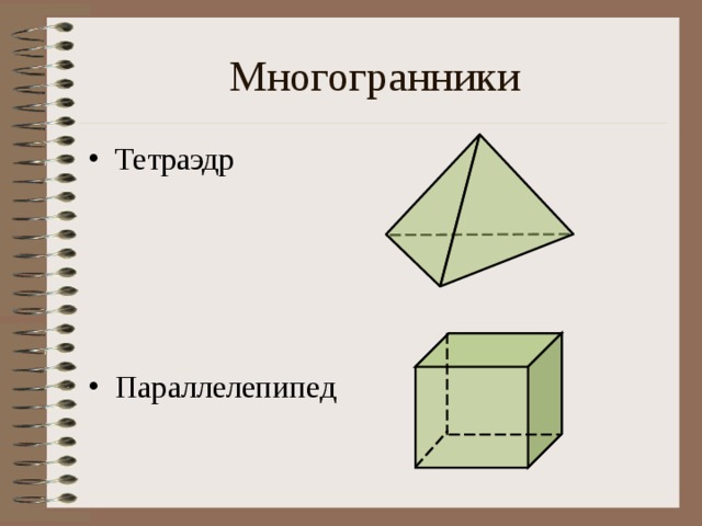 Многогранники Тетраэдр Параллелепипед 4 