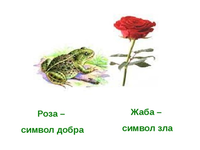 Жаба – символ зла Роза – символ добра 
