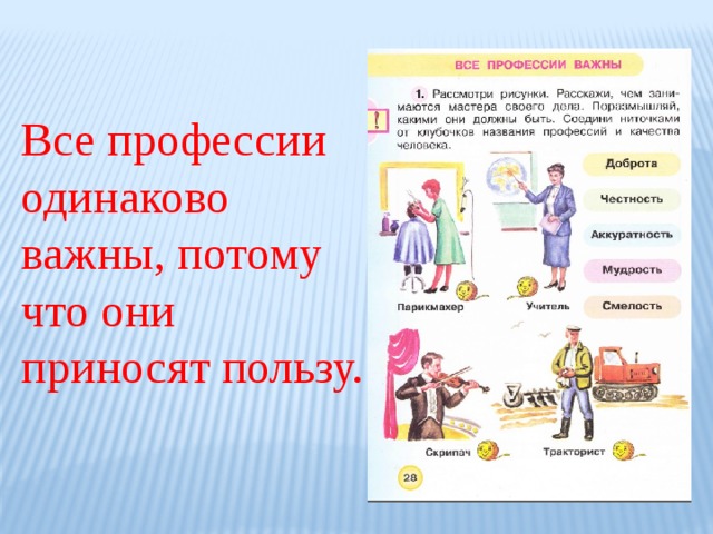 Какие профессии необходимы в экономике 3. Все профессии важны 2 класс окружающий мир. Все профессии важны окружающий ми. Важная профессия 2 класс окружающий мир. Все профессии которые есть.