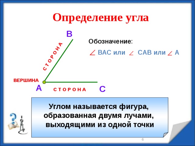 Прямым углом называют