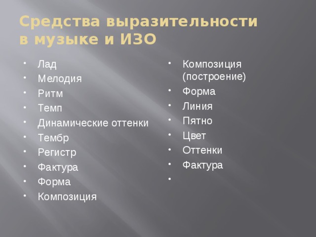 Общность средств художественной выразительности музыки икон фресок и картин