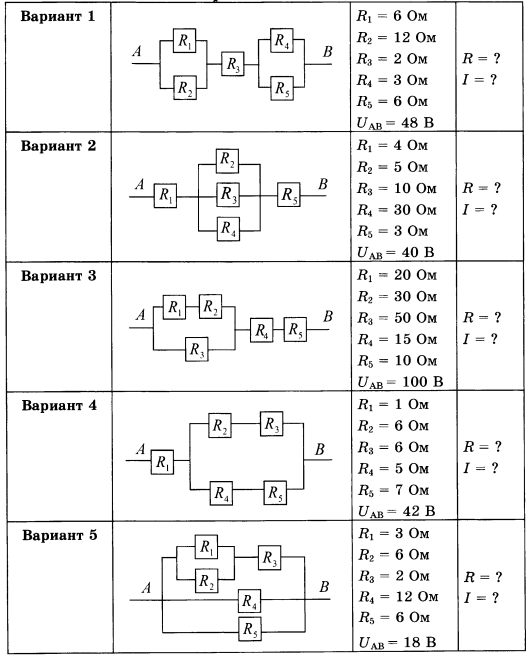 Задачи со схемами электрических цепей