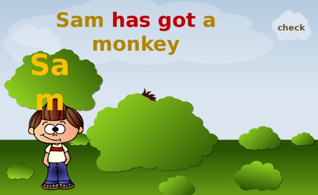 Sam has got a monkey  check Sam 