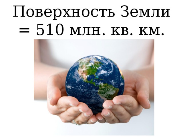 Поверхность Земли = 510 млн. кв. км. 